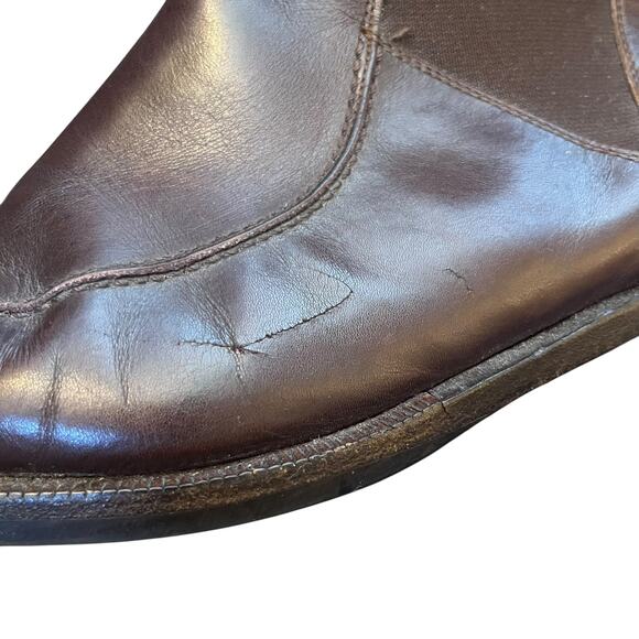 Gianni Versace Slip On Brown Leather Chelsea Boots Classic Old Money Men\'s 43.5